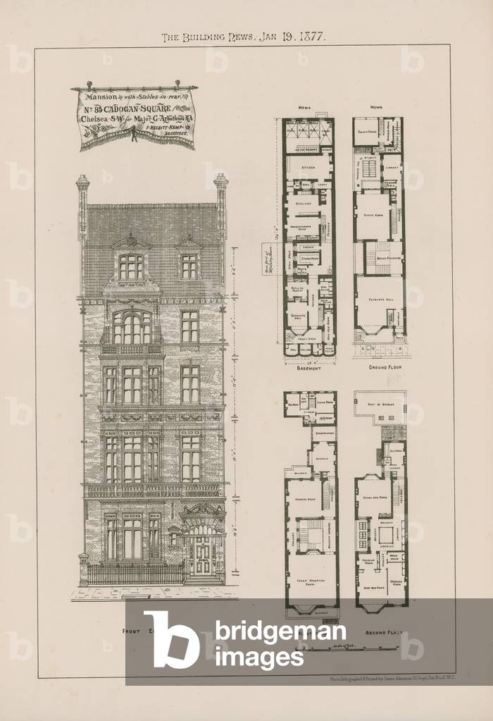 Mansion with stables in rear (engraving)