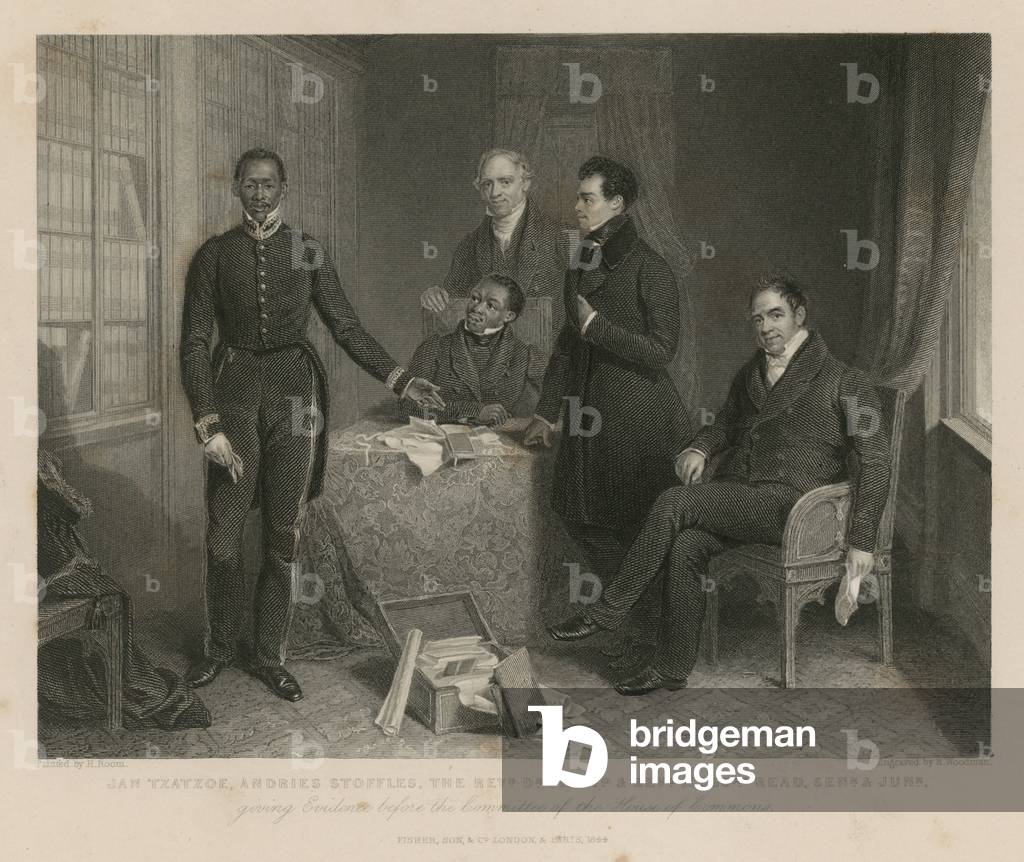 Giving evidence before the Committee of the House of Commons (engraving)