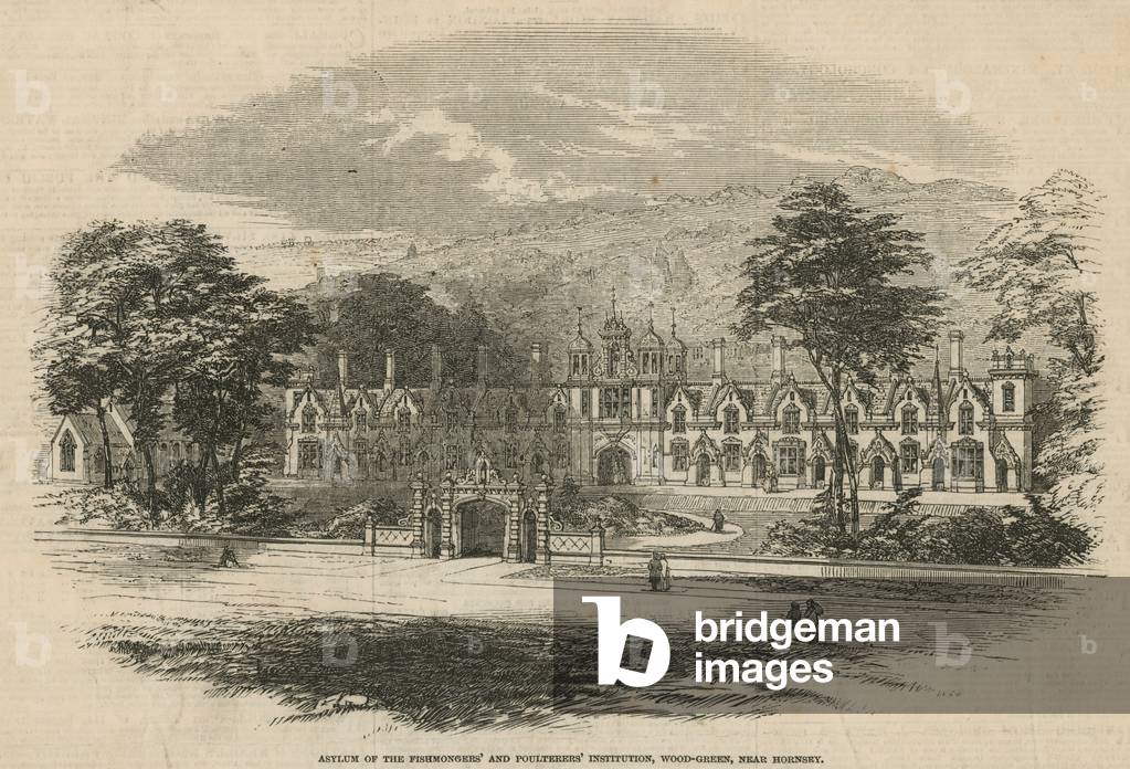 Asylum of the Fishmongers' and Poulterers' Institution, Wood Green (engraving)