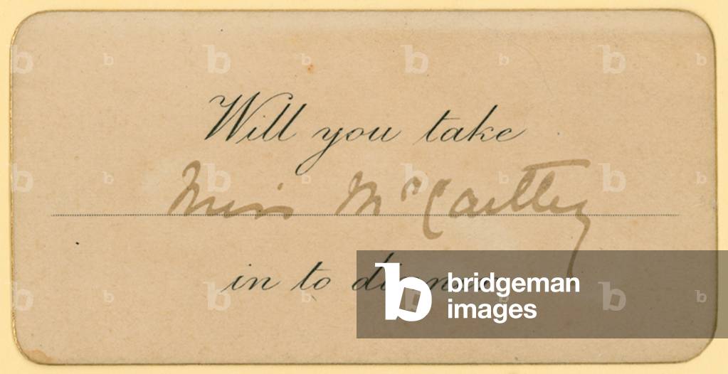 Ticket: Will you take Miss McCarthy into dinner (engraving)