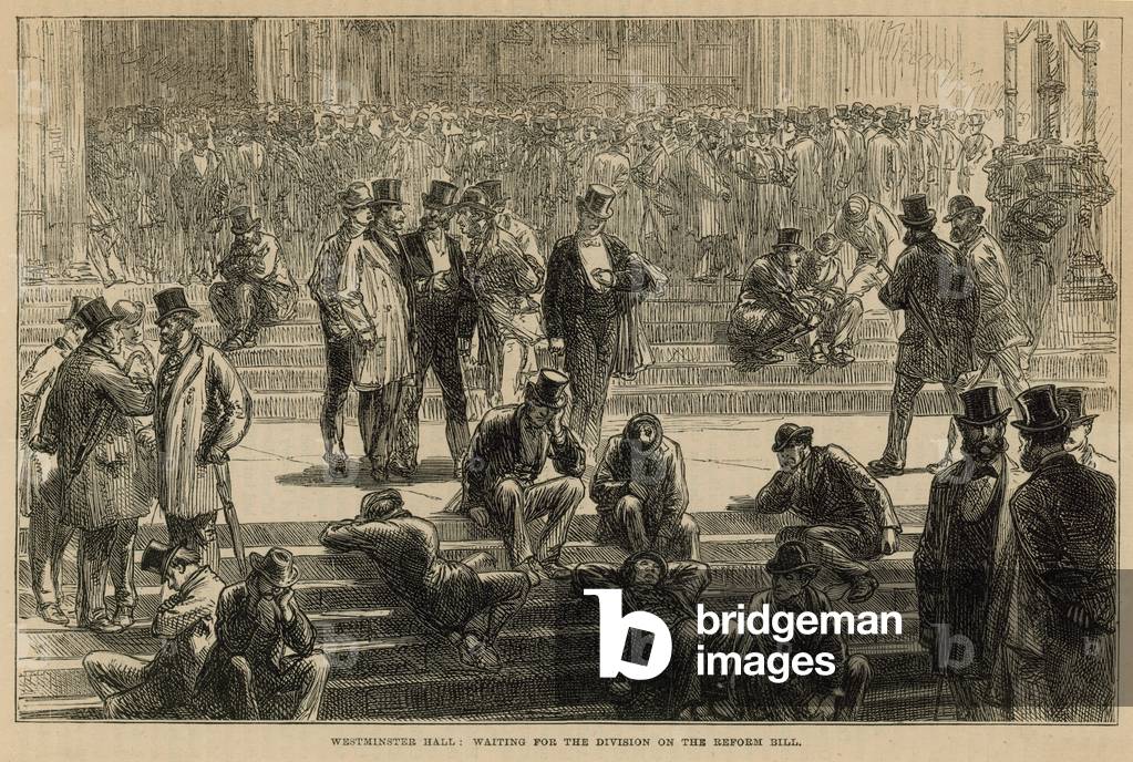 Waiting for the division of the reform bill (engraving)