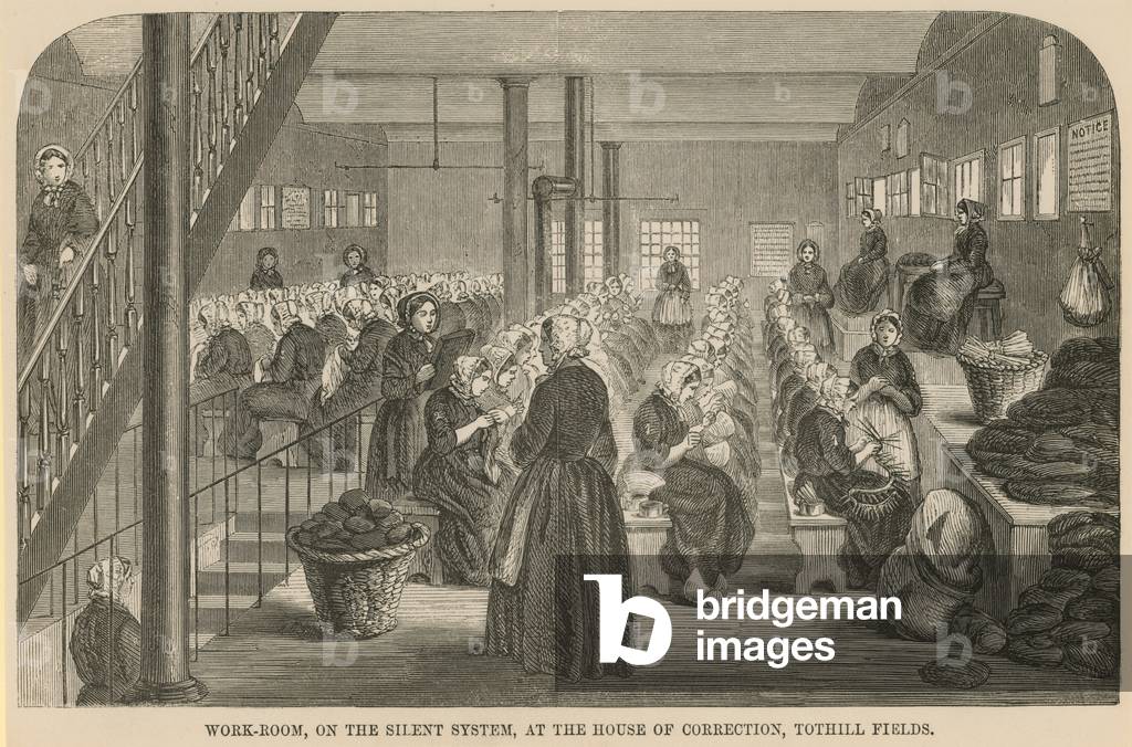 Work room at the Tothill Fields House of Correction (engraving)