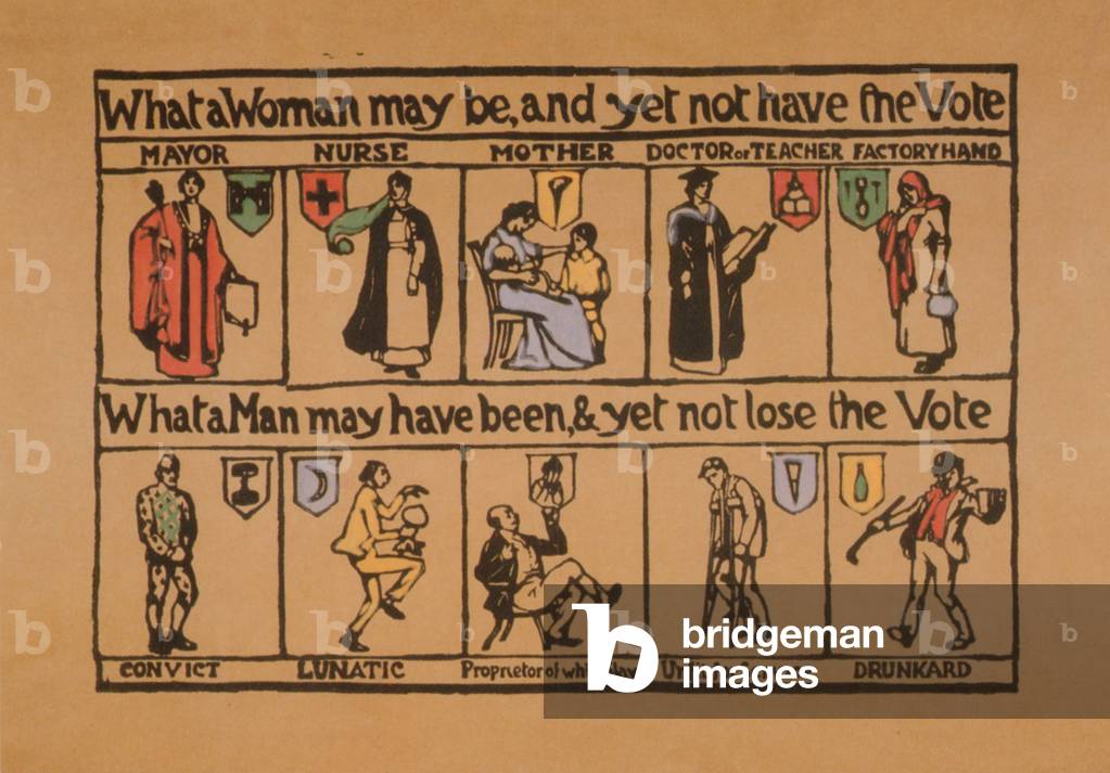 What a woman may be, and yet not have the vote (coloured engraving)