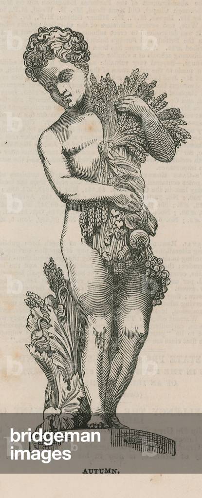 Goldsmiths' Hall - Nixon's Statues of the Seasons: Autumn (engraving)