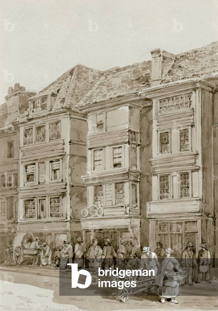 Old Houses in Aldersgate Street (w/c on paper)