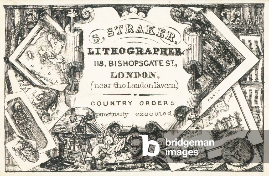 Trade card, S Straker (engraving)