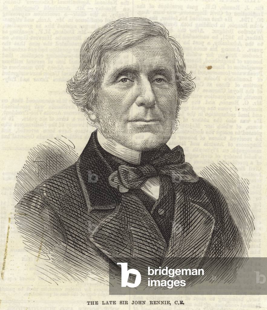 John Rennie the Younger, Scottish civil engineer (engraving)