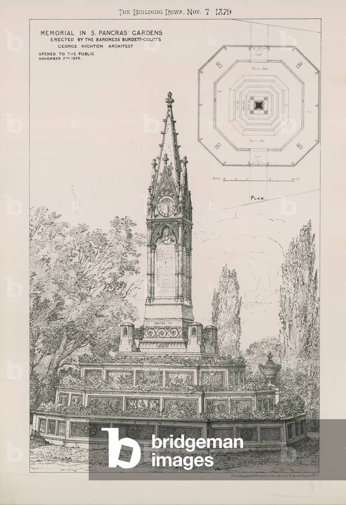 Memorial in St Pancras Gardens (engraving)