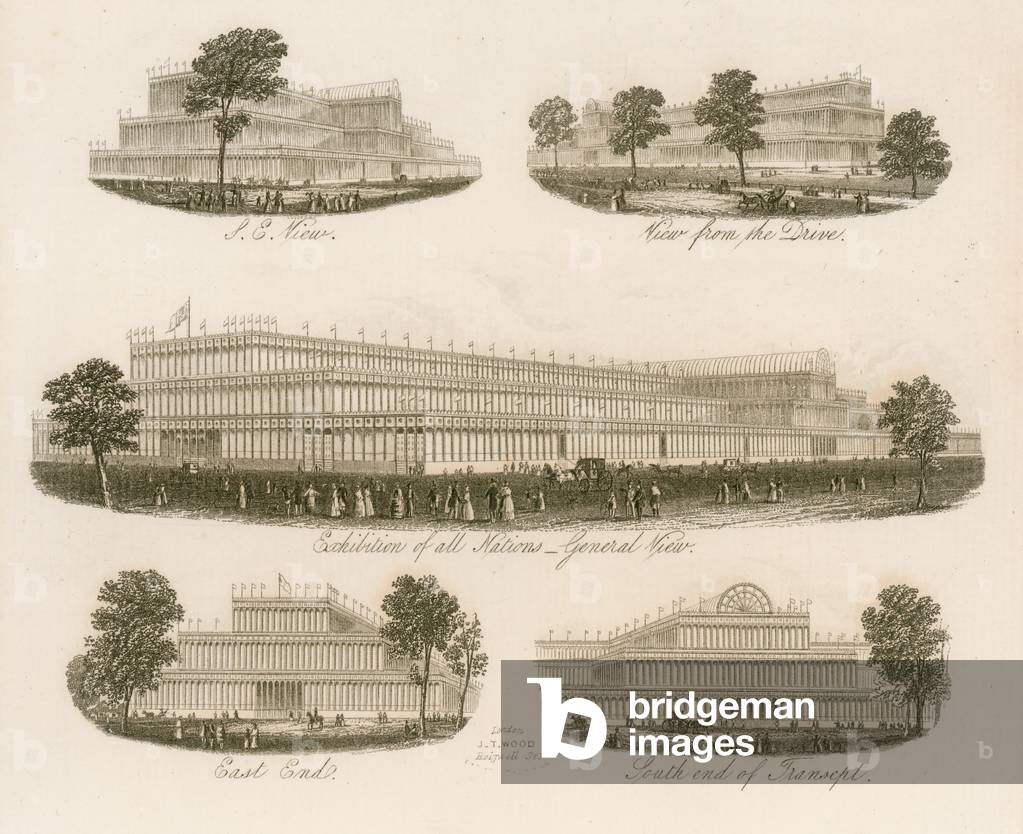 The Great Exhibition building, views from different angles (engraving)