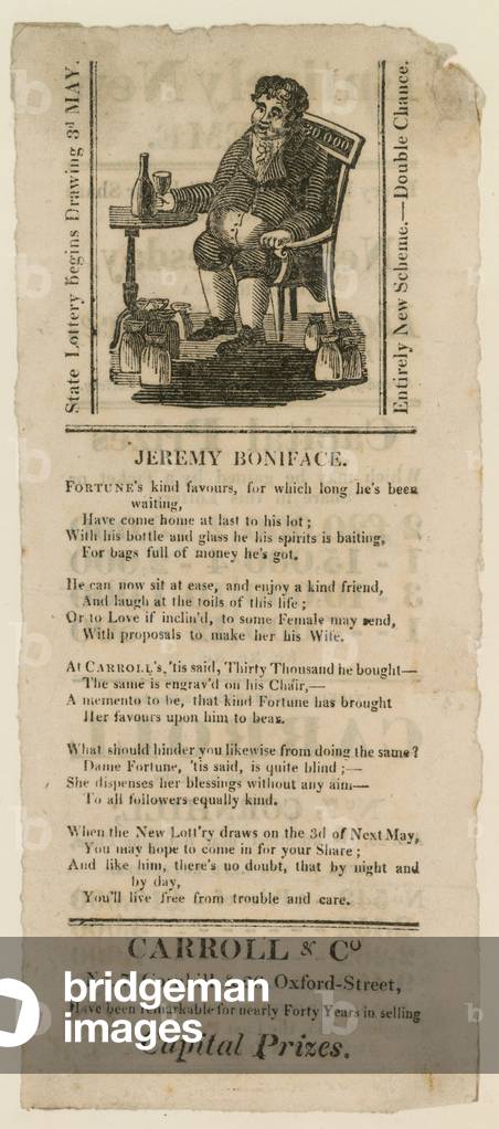 Advertisement for state lottery (engraving)