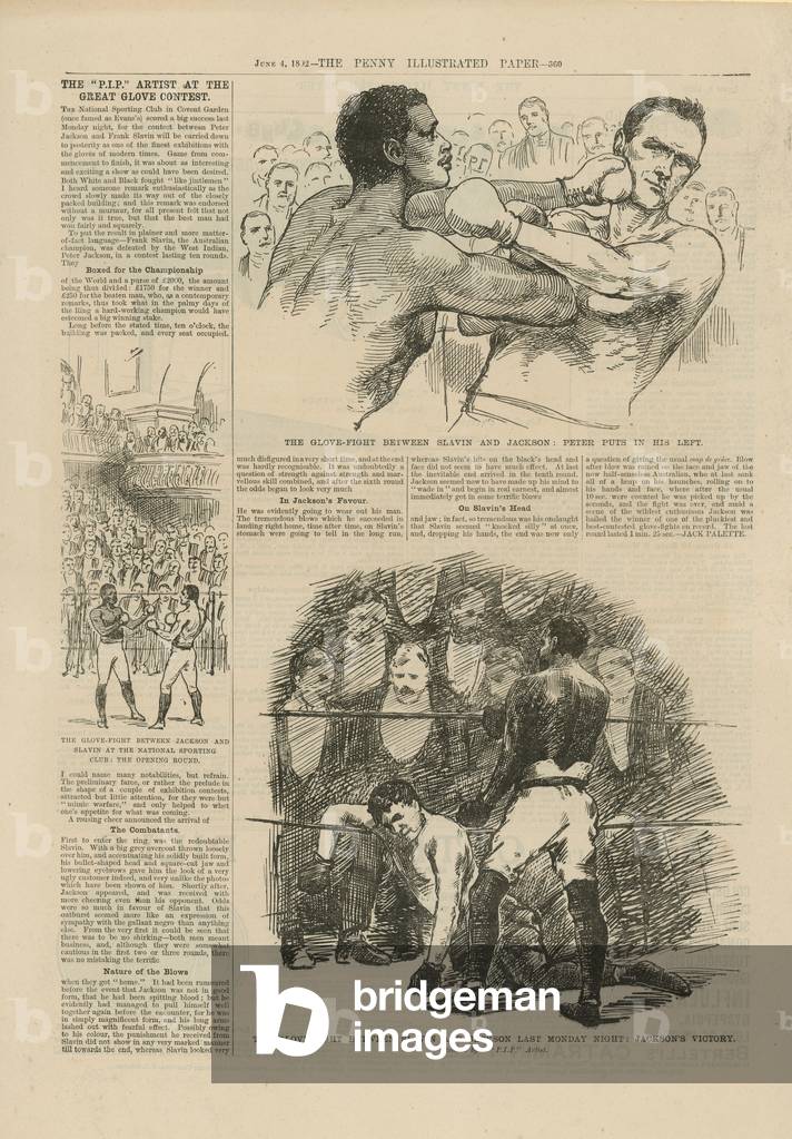 The glove fight between Slavin and Jackson (engraving)