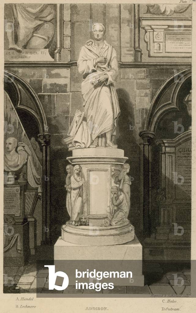 Memorial to Addison, Westminster Abbey, London (engraving)