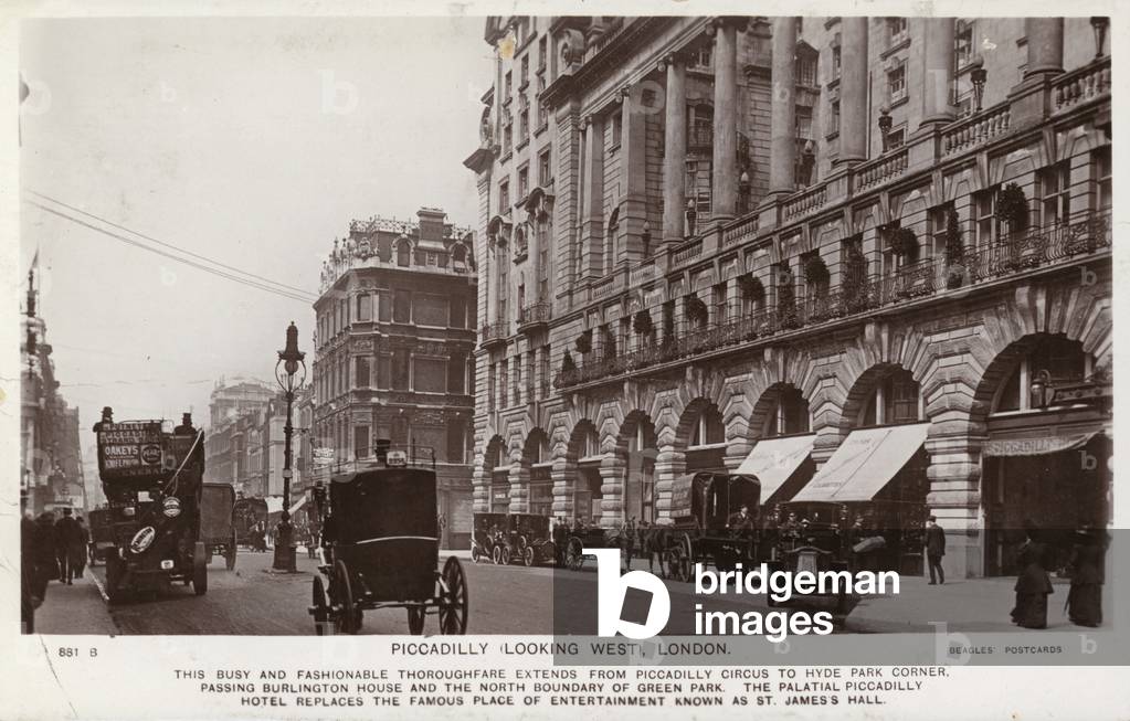 Piccadilly - Looking West - London (b/w photo)