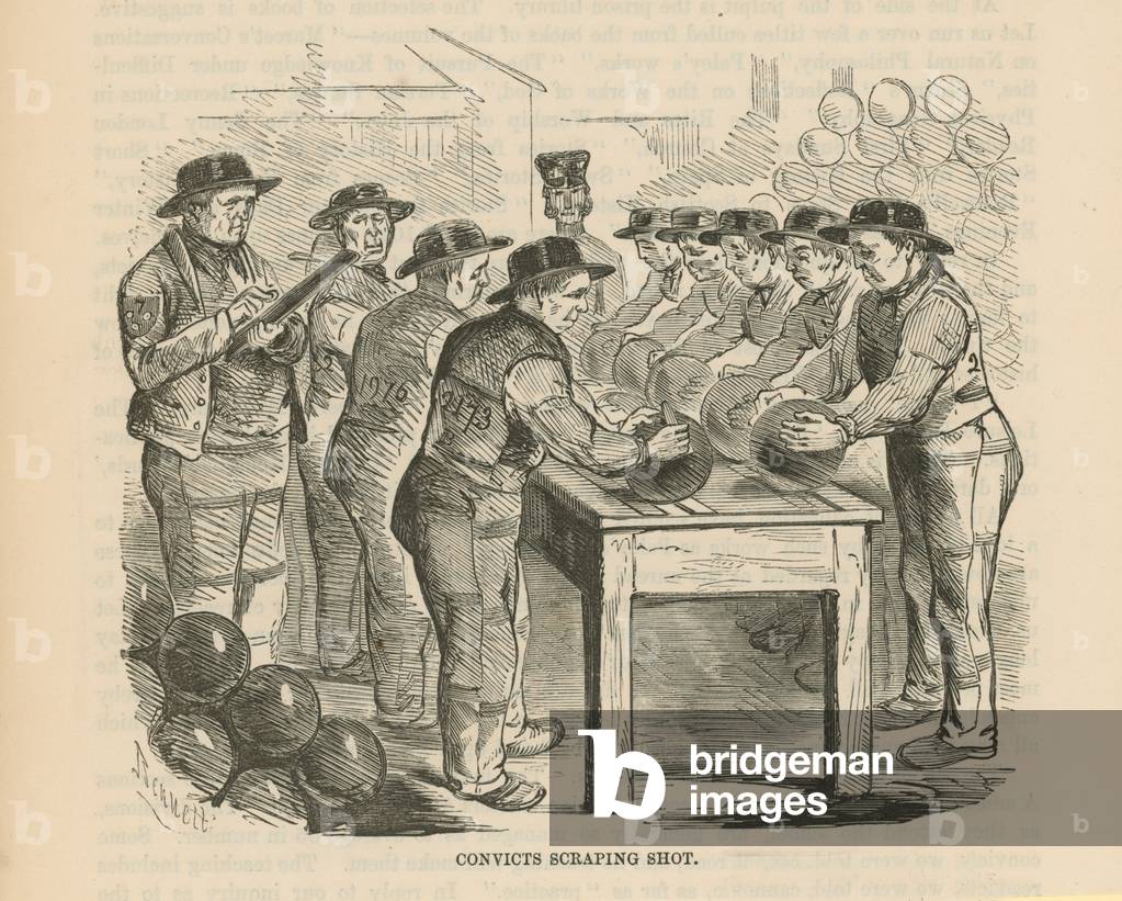 Convicts scraping shot (engraving)