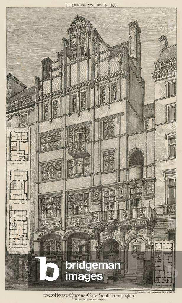 New house, Queen's Gate, South Kensington, London (engraving)
