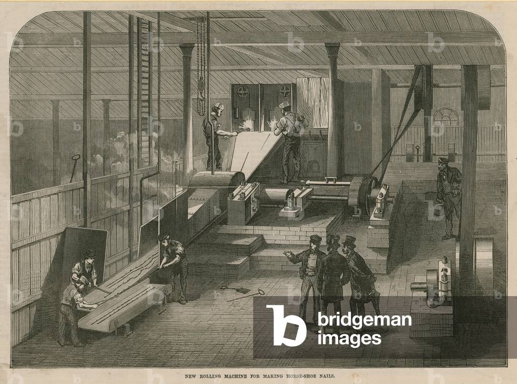 New Bolling Machine for making horse shoe nails (engraving)