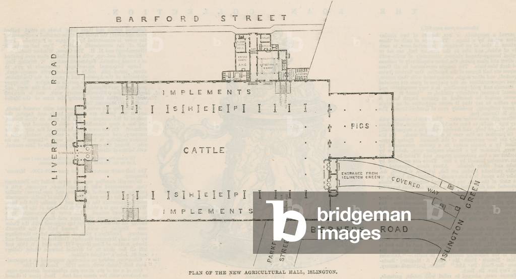 Plan of the new Agricultural Hall (engraving)