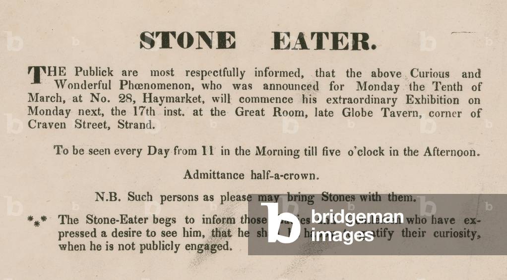 Advert for Stone Eater (engraving)