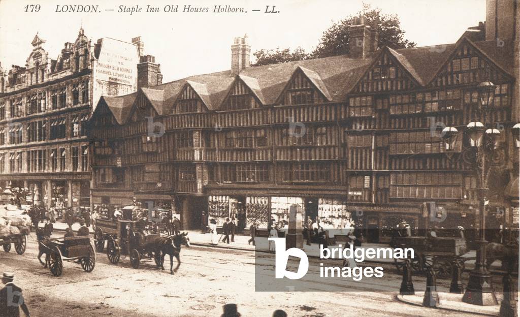 Staple Inn Old Houses in Holborn (b/w photo)