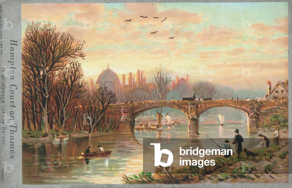 Hampton Court on the River Thames (chromolitho)