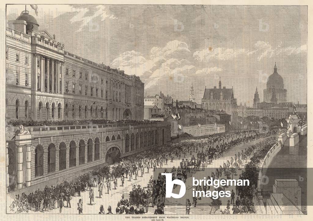 The Thames Embankment from Waterloo Bridge (engraving)