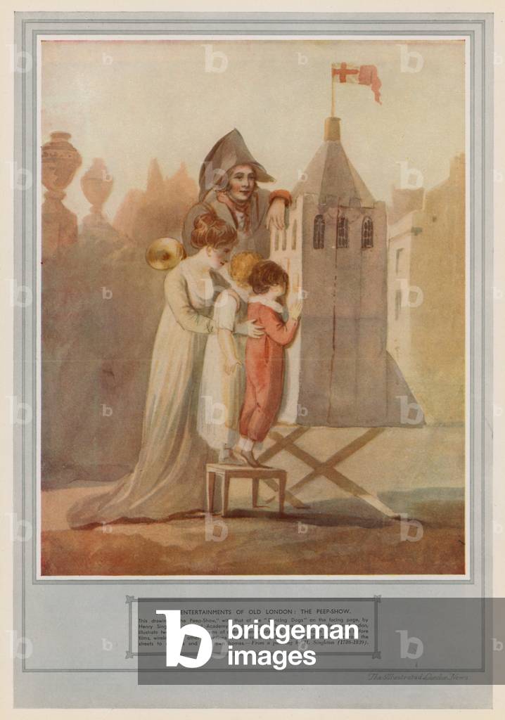 Street Entertainments in Old London: The Peep-Show (colour litho)