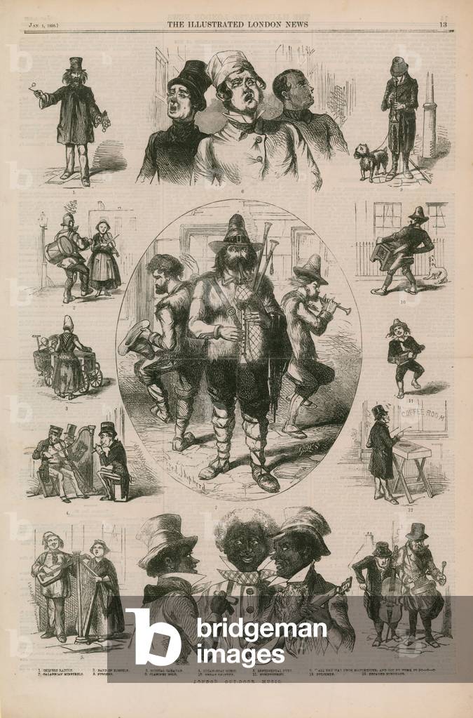 Street entertainers (engraving)