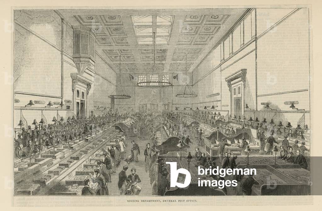 The inland department of the General Post Office (engraving)
