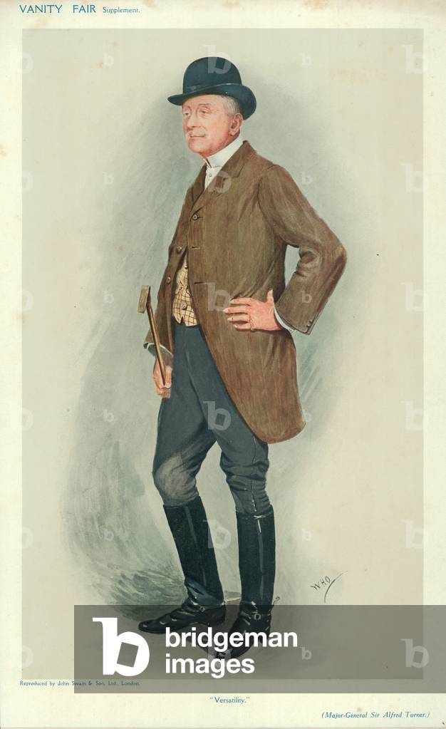 Major-General Sir Alfred Turner, Versatility, 8 June 1910, Vanity Fair cartoon (colour litho)