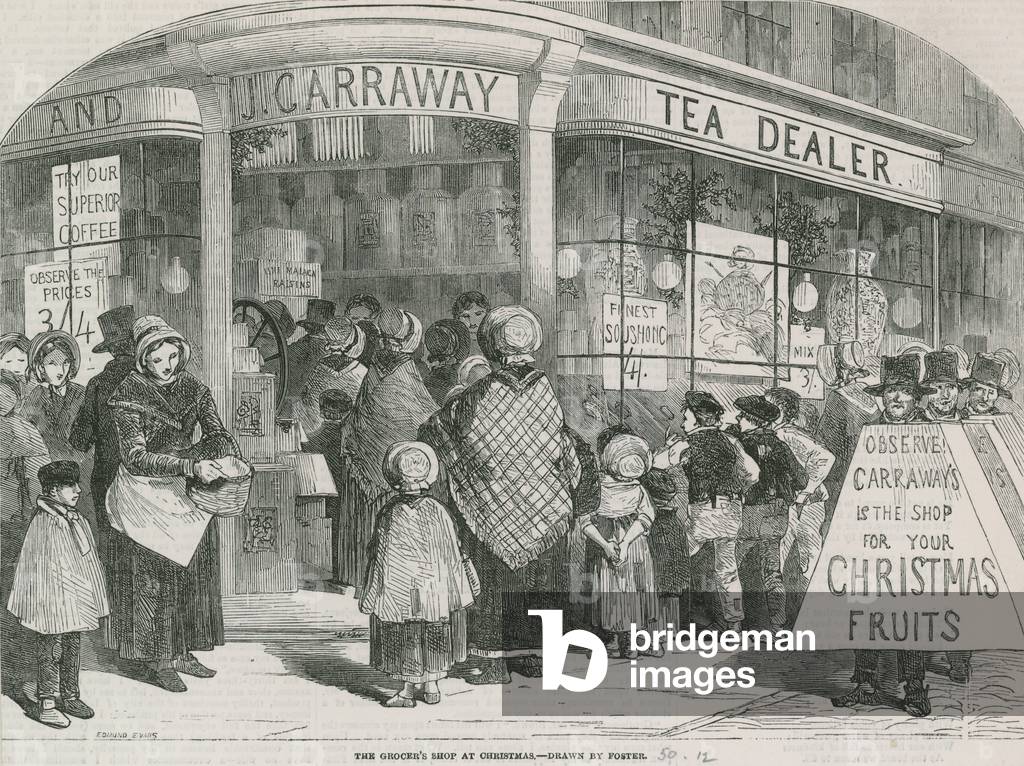 The grocer's shop at Christmas (engraving)