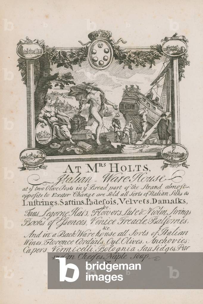 Advertisement for Mrs Holts Italian Warehouse (engraving)