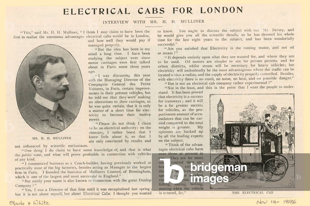 Taxi cabs - Electric (engraving)
