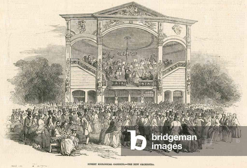 Surrey Zoological Gardens, Kennington, London: the new Orchestra (engraving)