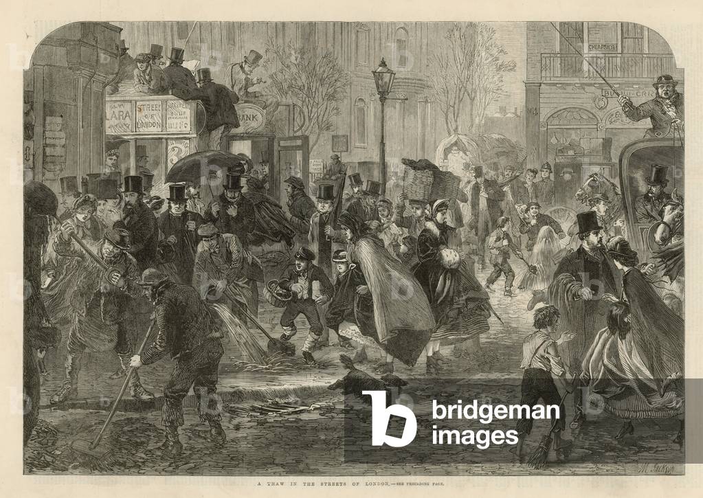 A thaw in the streets of London (engraving)