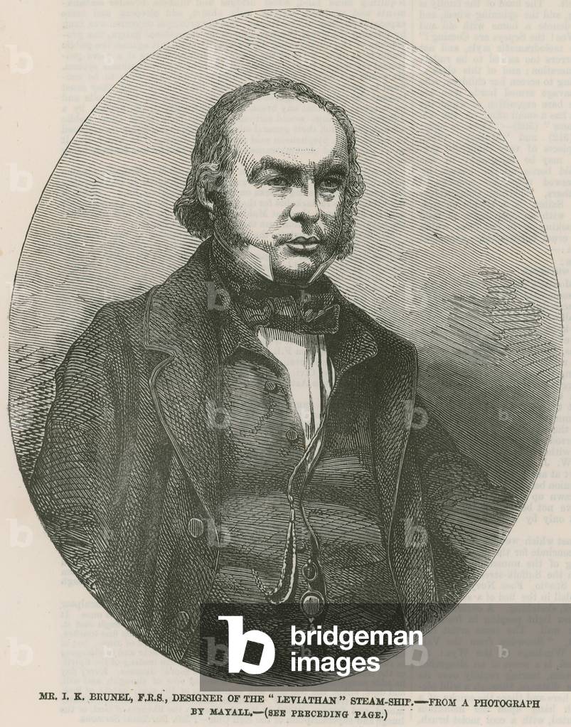 Isambard Kingdom Brunel, designer of the Leviathan steam ship (engraving)