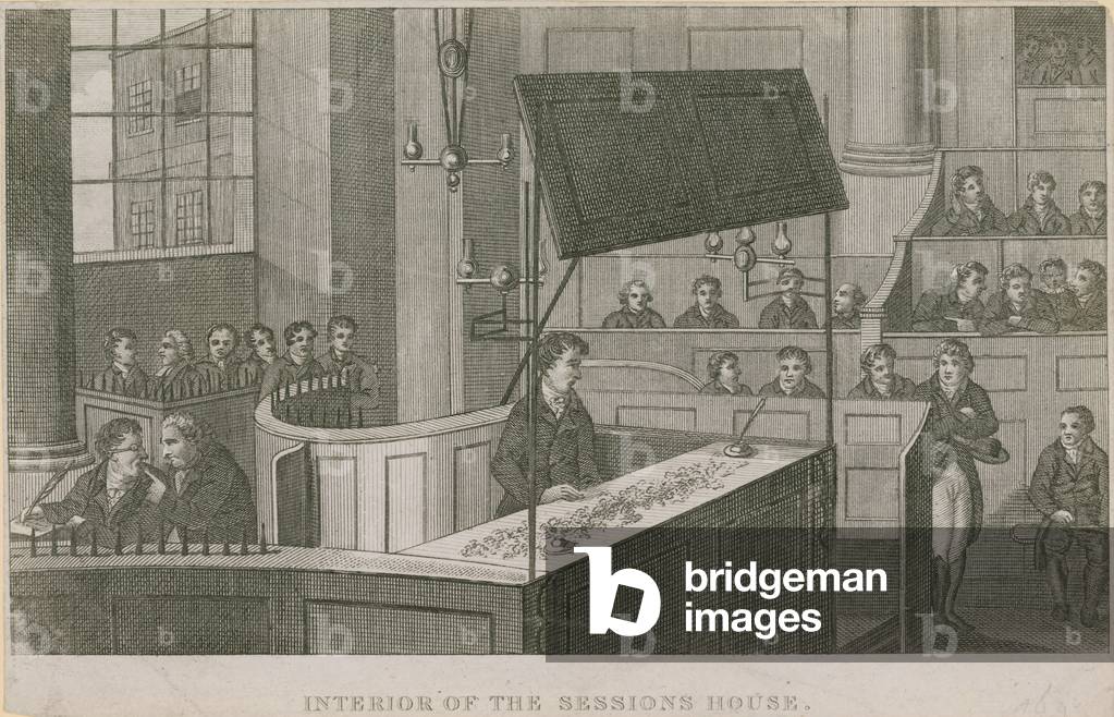 Interior of the Sessions House, Old Bailey (engraving)
