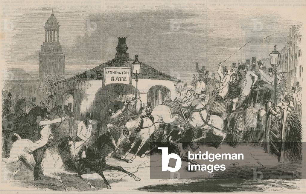 Accident at Kennington Gate (engraving)