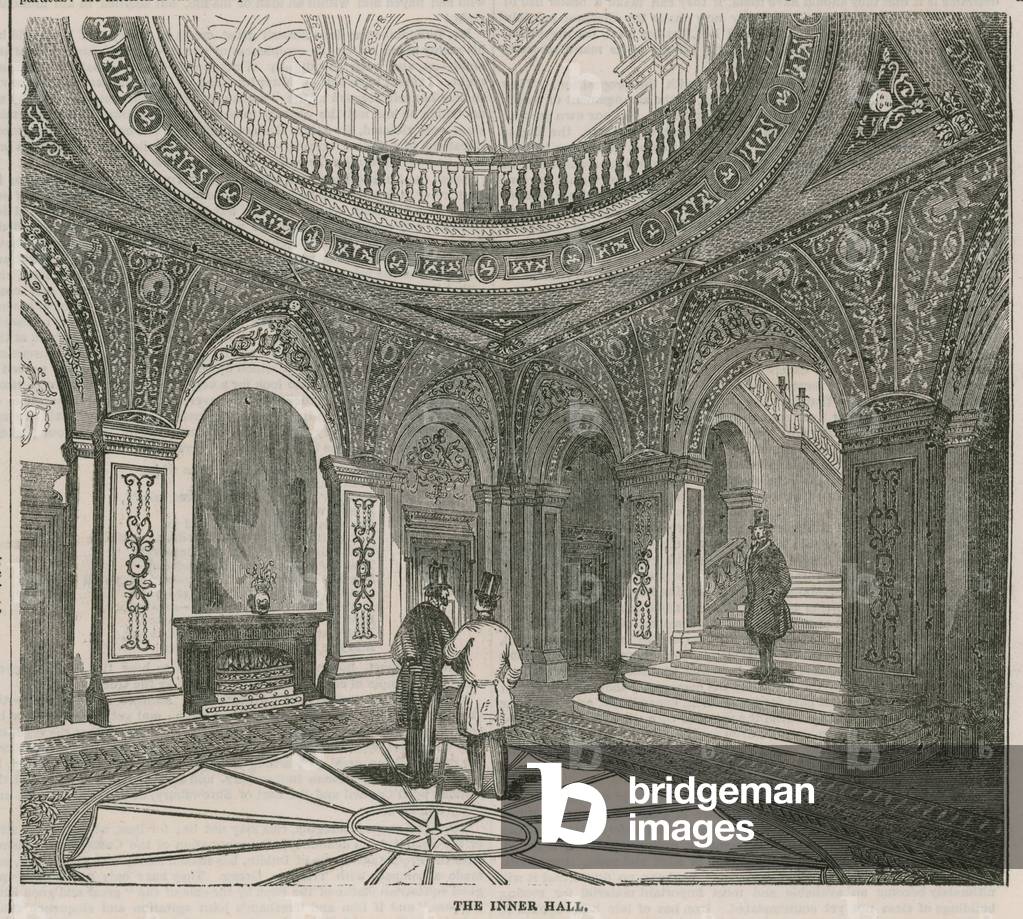 The Conservative Clubhouse: The inner hall (engraving)