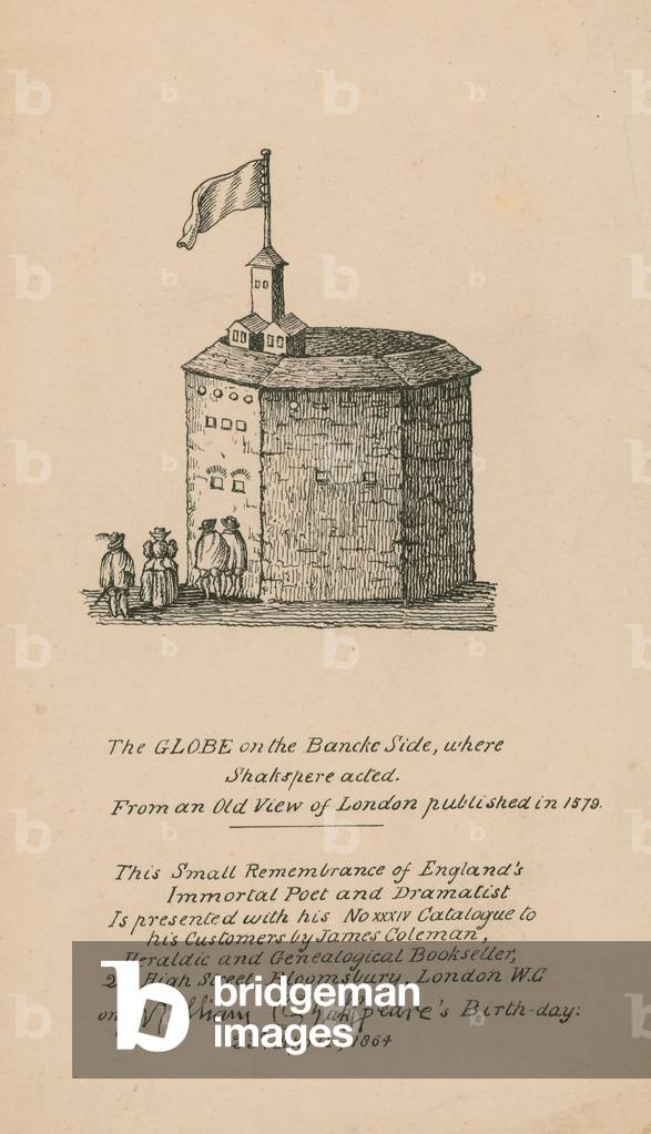 The Globe, Bankside, London, based on an old view of London published in 1579 (engraving)