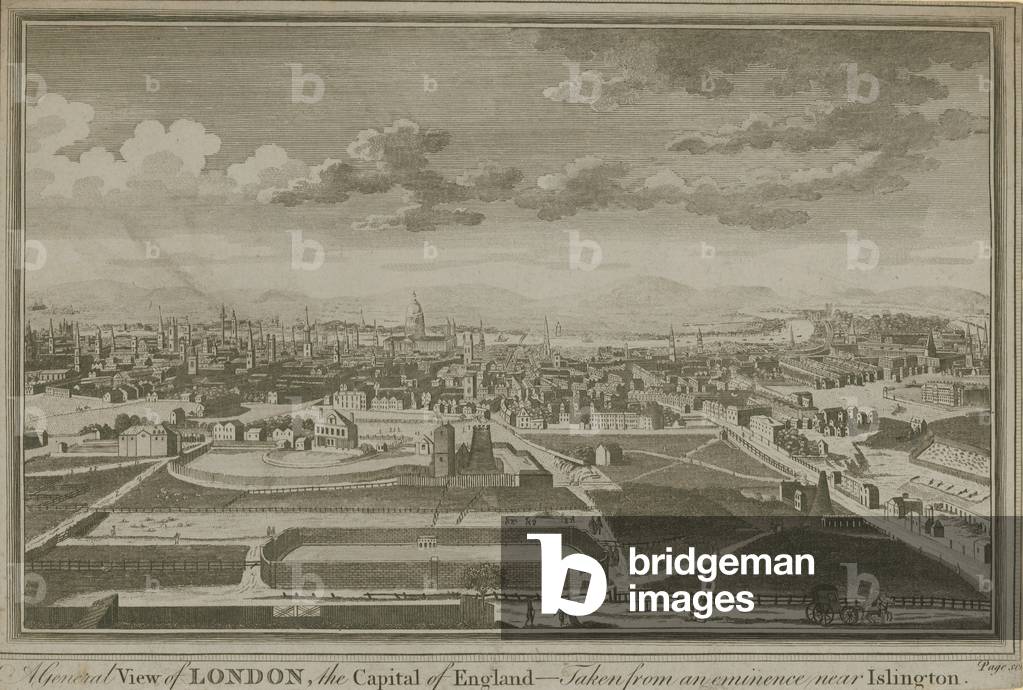 A general view of London, with the New River Head in the foreground (engraving)