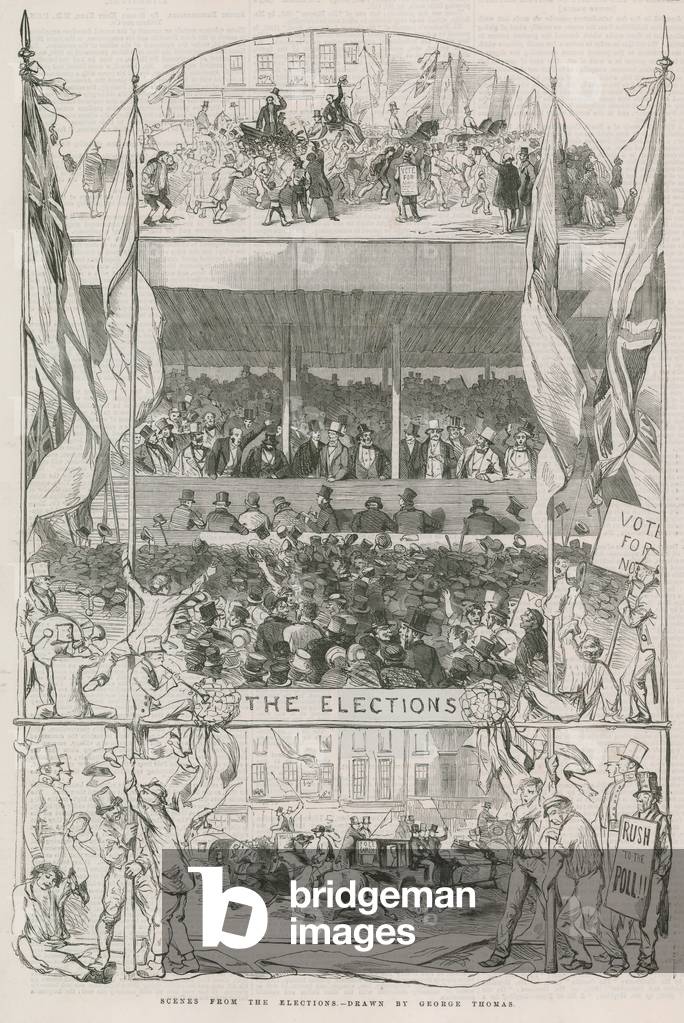 Scenes from the elections (engraving)