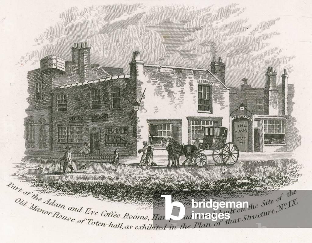 Part of the Adam and Eve Coffee Rooms, Hampstead Road (engraving)