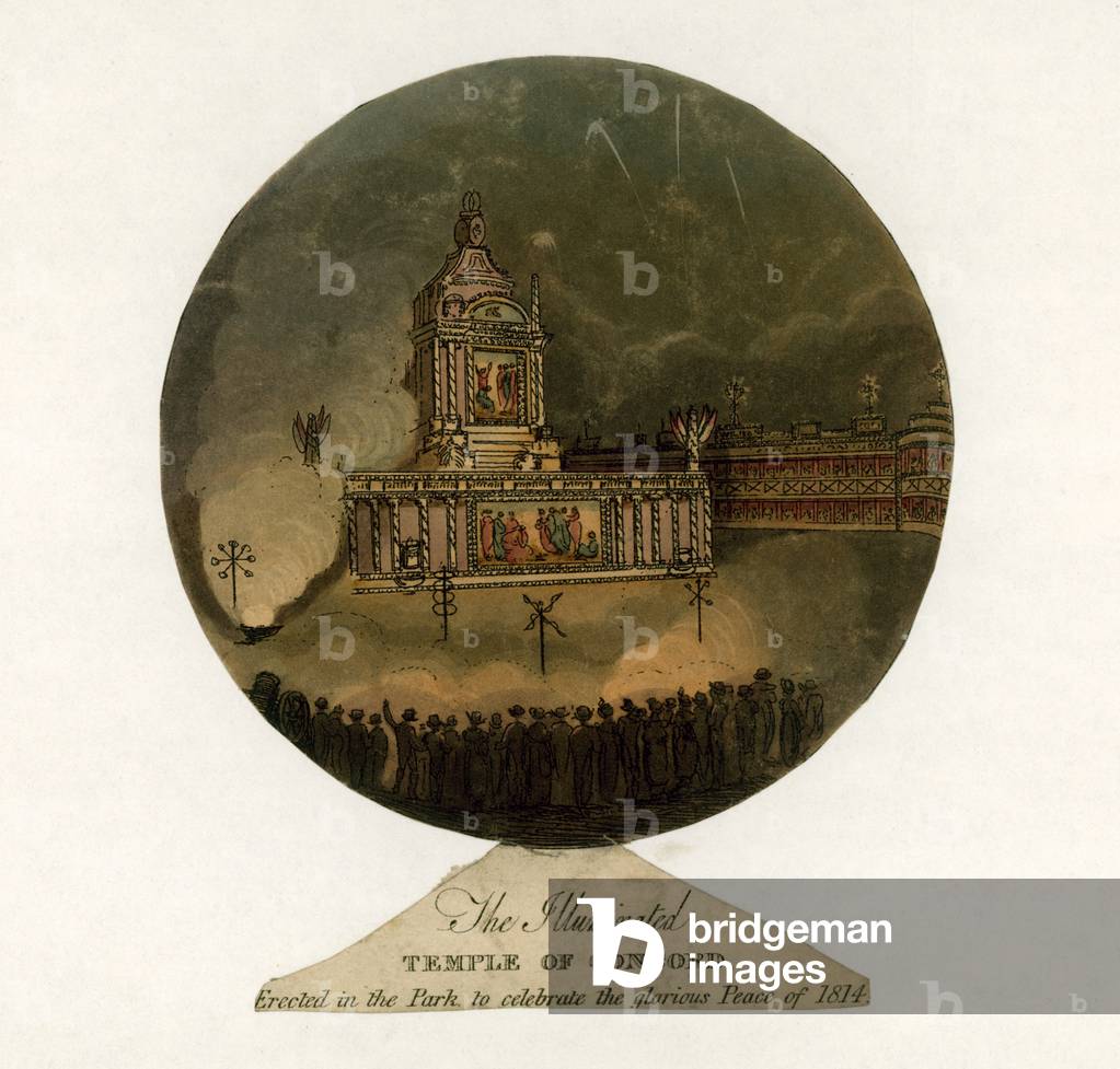 Temple of Concord to celebrate the Peace of 1814 (coloured engraving)