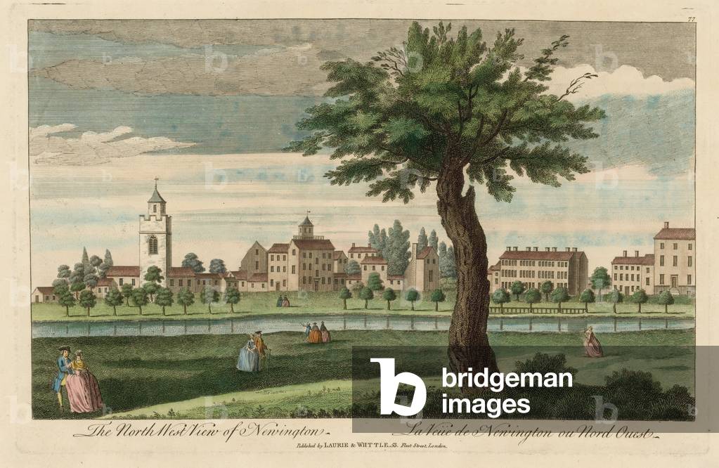 The North West View of Newington (coloured engraving)