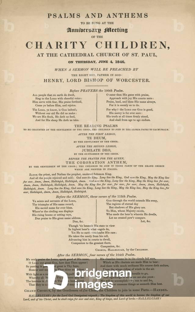 Programme of Psalms and Anthems (engraving)