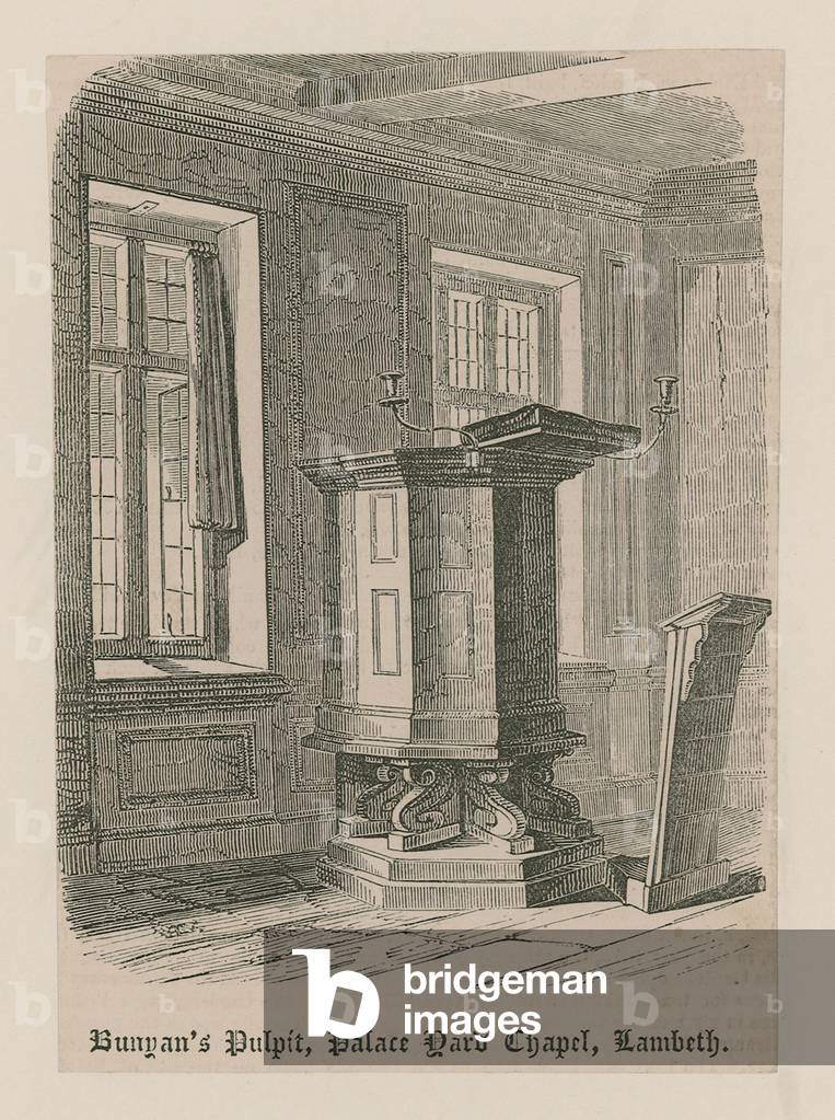 Bunyan's Pulpit, Palace Yard Chapel, Lambeth (engraving)