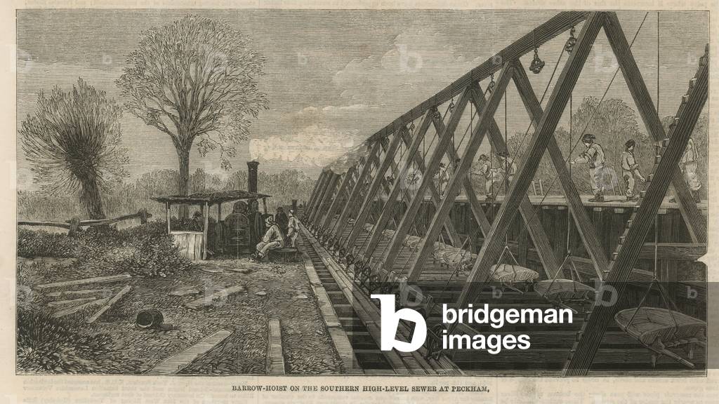 Barrow-hoist on the southern high-level sewer at Peckham (engraving)