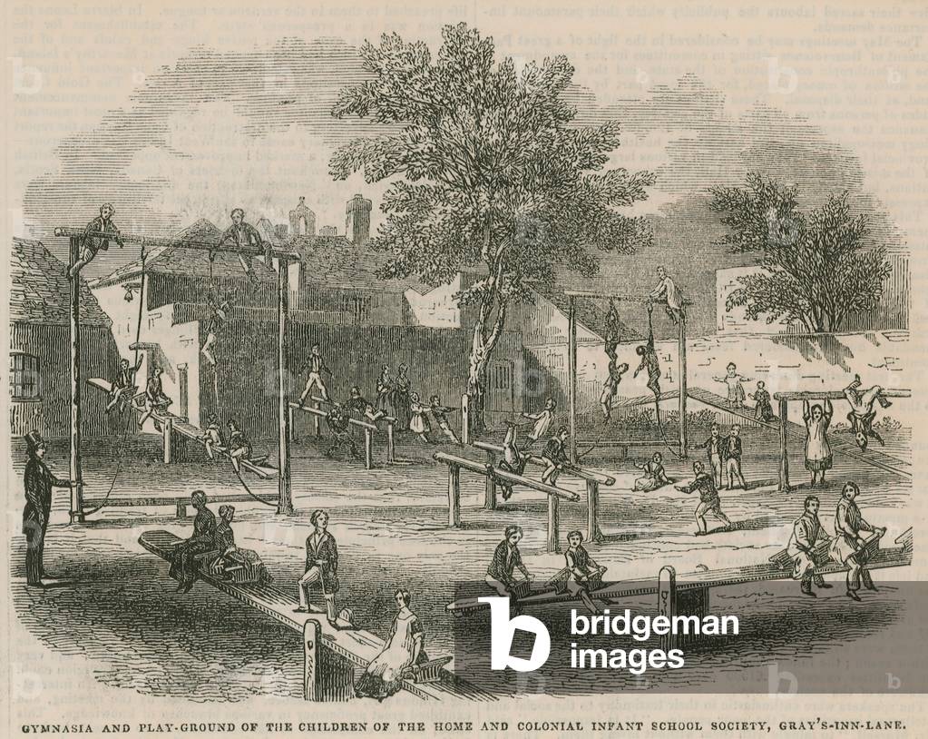 Gymnasia and playground of the children of the Home and Colonial Infant School Society (engraving)