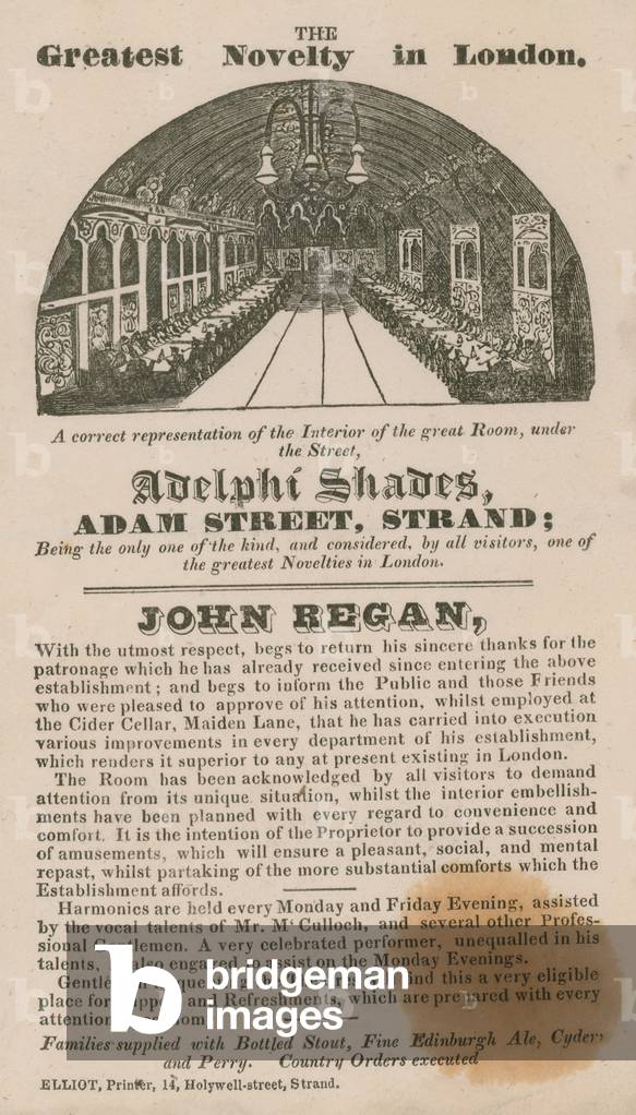 Advert for Adelphi Shades, Adam Street, Strand (engraving)
