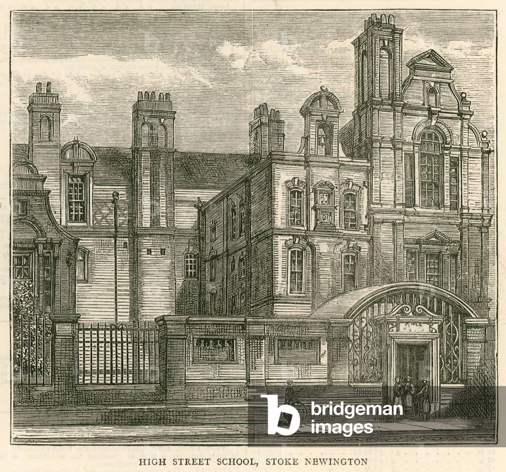 Architecture of the London School Board: High Street School, Stoke Newington, London (engraving)